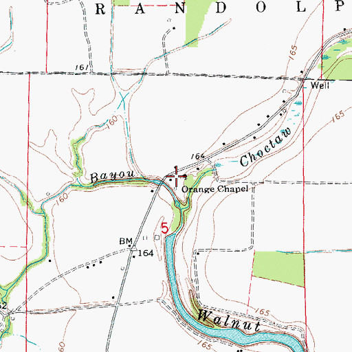 Topographic Map of Orange Chapel, AR