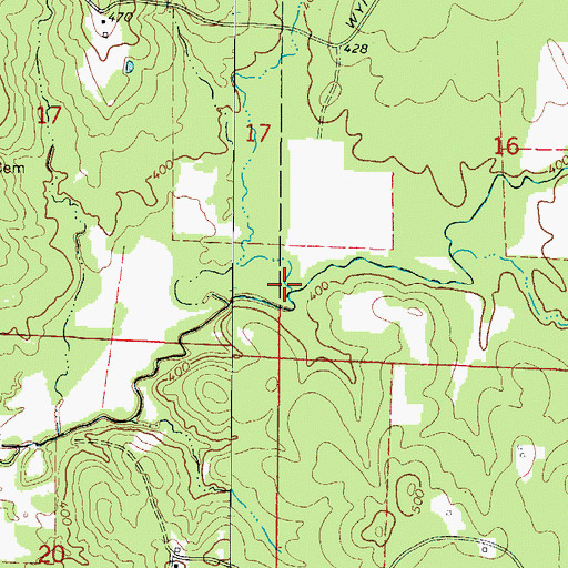 Topographic Map of Oregon Branch, AR