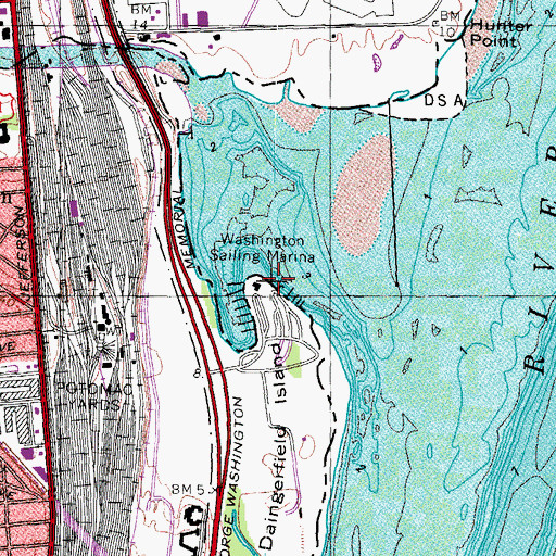 Topographic Map of Washington Sailing Marina, DC