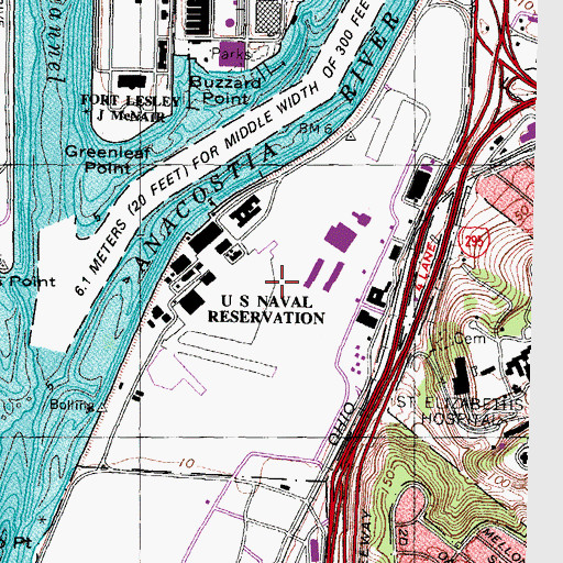 Topographic Map of Southwest Quadrant, DC