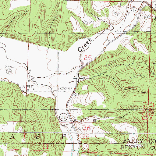 Topographic Map of Otter Creek, AR