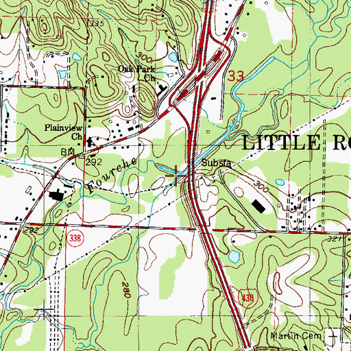 Topographic Map of Otter Creek, AR
