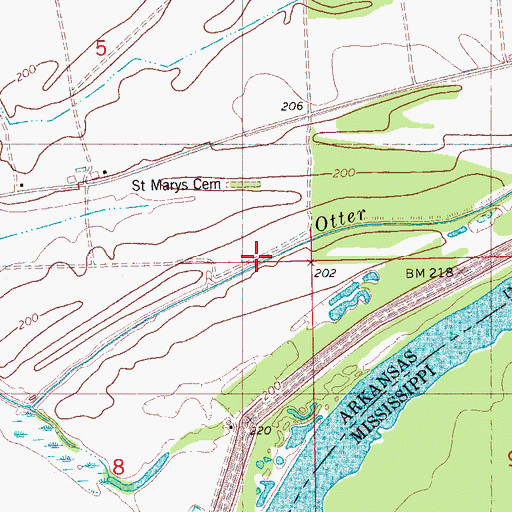 Topographic Map of Otter Slough, AR