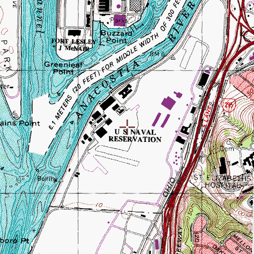 Topographic Map of Anacostia Helicopter Facility, DC