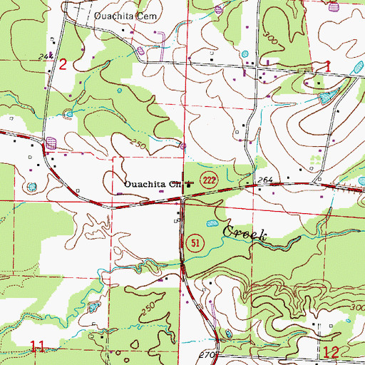 Topographic Map of Ouachita Church, AR