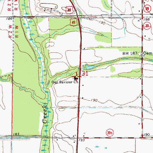 Topographic Map of Our Savior Church, AR