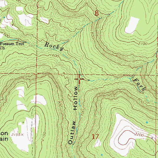 Topographic Map of Outlaw Hollow, AR