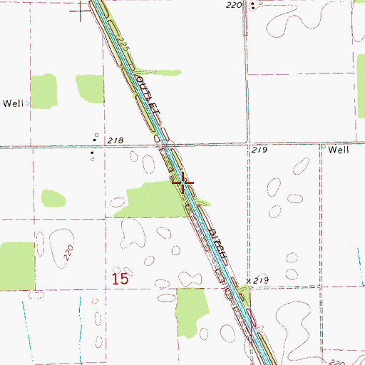 Topographic Map of Outlet Ditch, AR