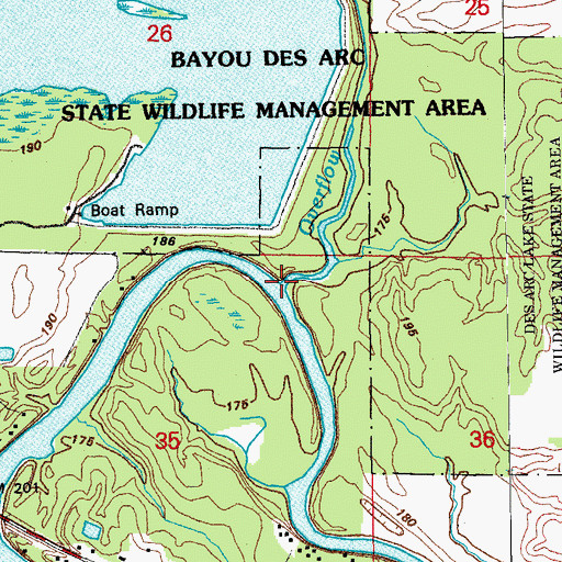 Topographic Map of Overflow Branch, AR