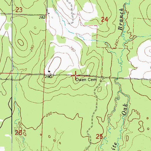 Topographic Map of Owen Cemetery, AR