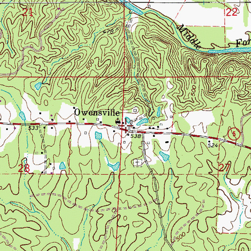 Topographic Map of Owensville, AR