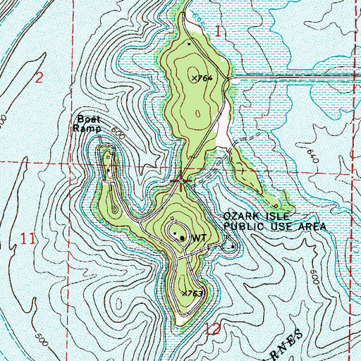 Topographic Map of Ozard Isle Public Use Area, AR