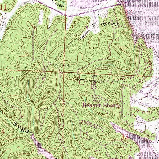 Topographic Map of Ozark Cemetery, AR