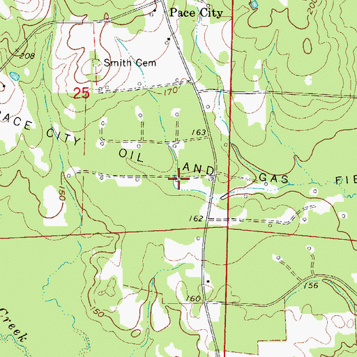 Topographic Map of Pace City Oil and Gas Field, AR