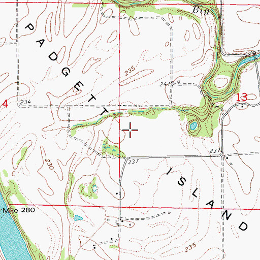 Topographic Map of Padgett Island, AR
