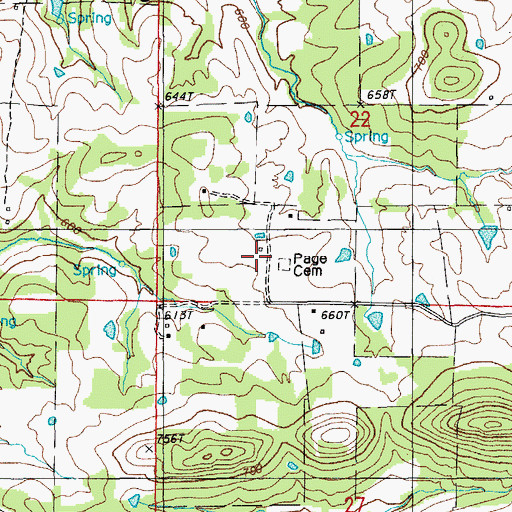 Topographic Map of Page Cemetery, AR