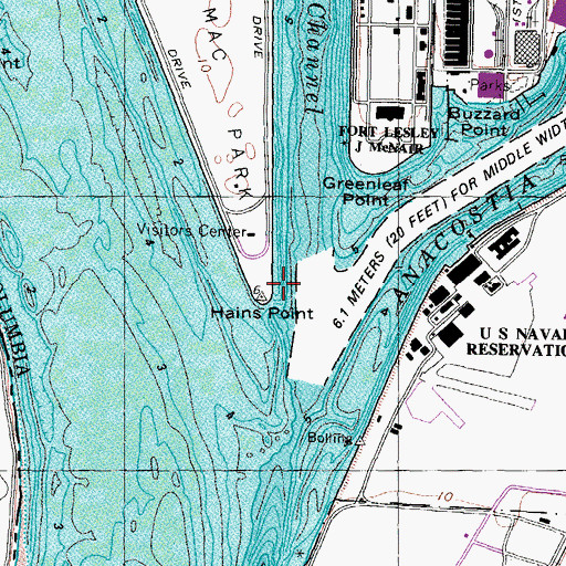 Topographic Map of Hains Point, DC