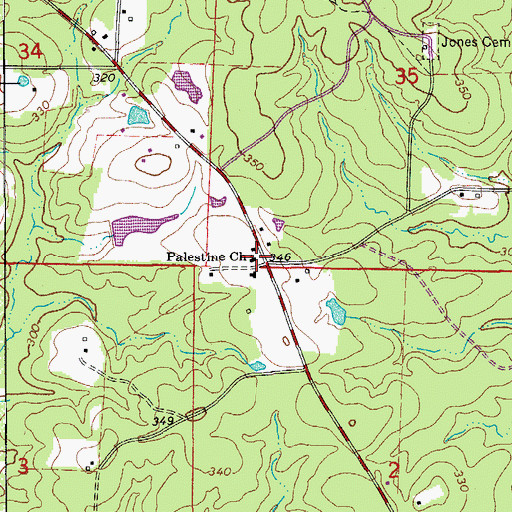 Topographic Map of Palestine Church, AR