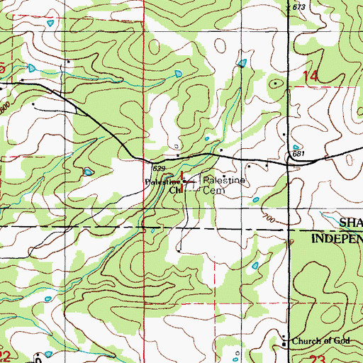 Topographic Map of Palestine Church, AR