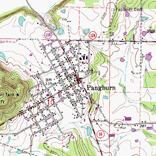 Topographic Map of Pangburn, AR
