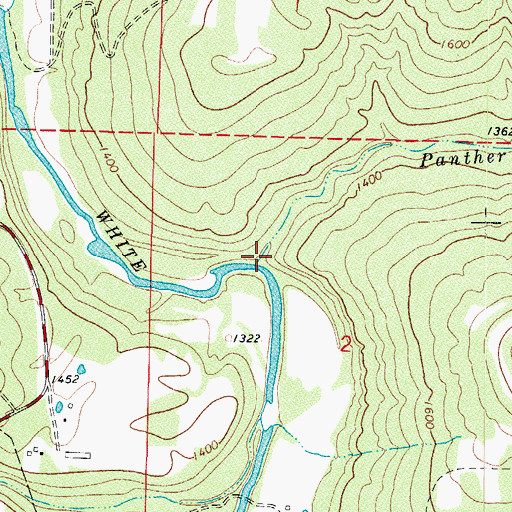 Topographic Map of Panther Creek, AR
