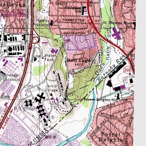 Topographic Map of Bald Eagle Recreation Center, DC