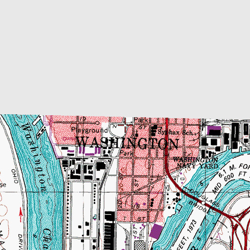 Topographic Map of M L King Recreation Center, DC