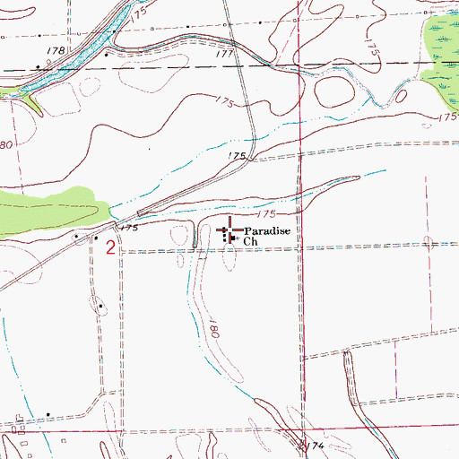 Topographic Map of Paradise Church, AR