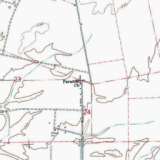 Topographic Map of Paradise Church, AR