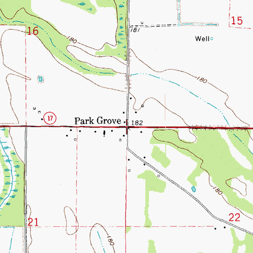 Topographic Map of Park Grove, AR