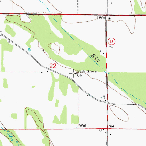 Topographic Map of Park Grove Church, AR