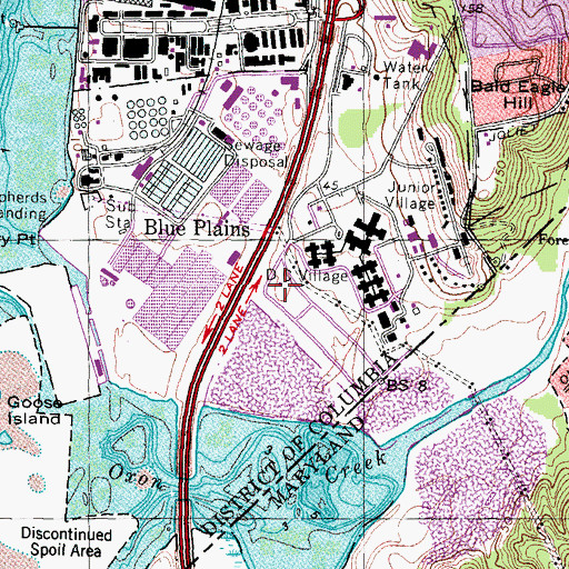 Topographic Map of District of Columbia Impounding Lot, DC