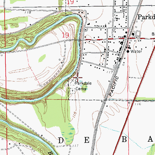 Topographic Map of Parkdale Cemeteries, AR