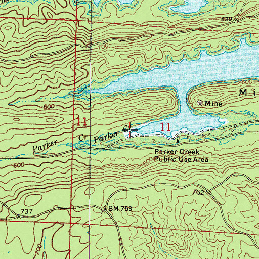 Topographic Map of Parker Creek, AR