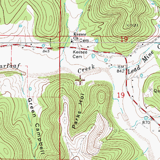 Topographic Map of Parks Hollow, AR