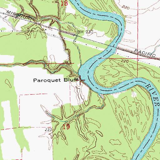 Topographic Map of Paroquet Bluff, AR