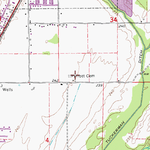 Topographic Map of Parrott Cemetery, AR