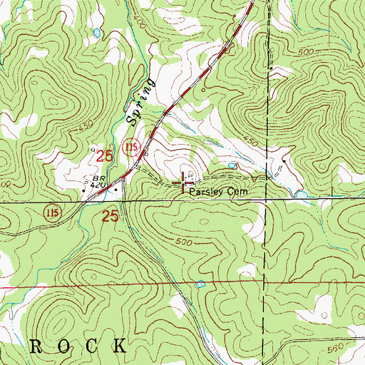 Topographic Map of Parsley Cemetery, AR