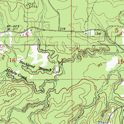 Topographic Map of Blackland Branch, LA