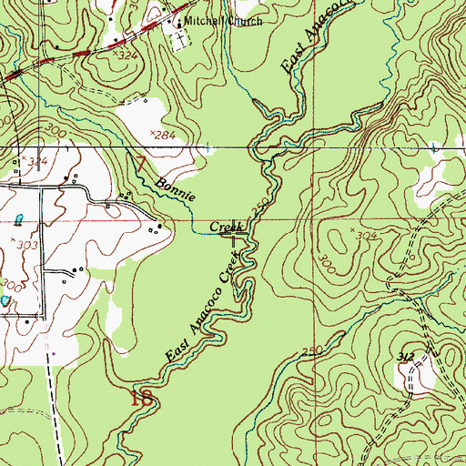 Topographic Map of Boone Creek, LA