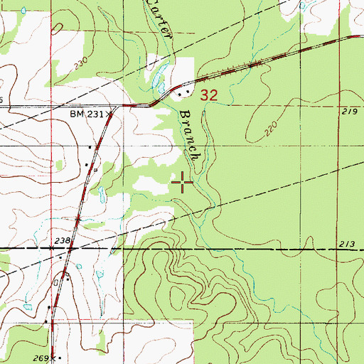 Topographic Map of Carter Branch, LA