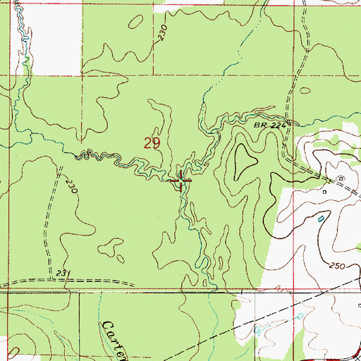 Topographic Map of Carter Branch, LA
