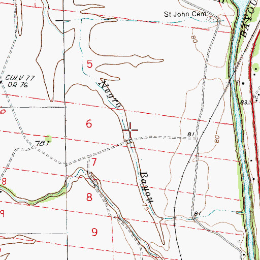 Topographic Map of Negro Bayou, LA