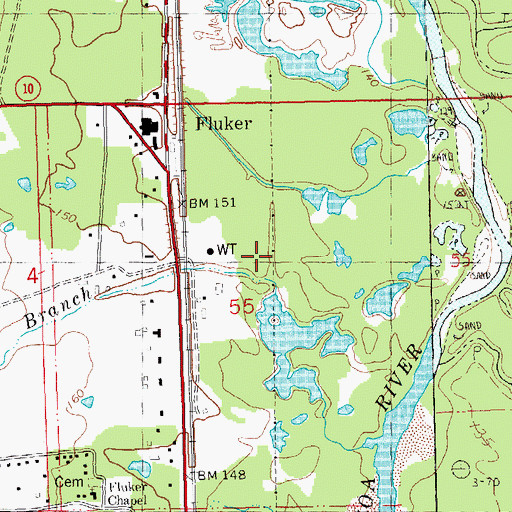 Topographic Map of Aaron Branch, LA