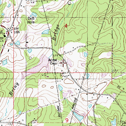 Topographic Map of Acree Cemetery, LA