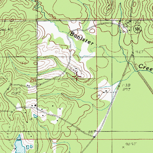Topographic Map of Adams Cemetery, LA