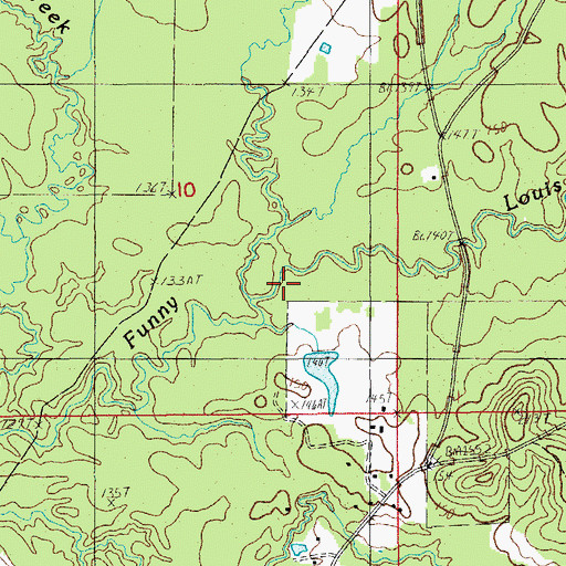 Topographic Map of Adams Creek, LA