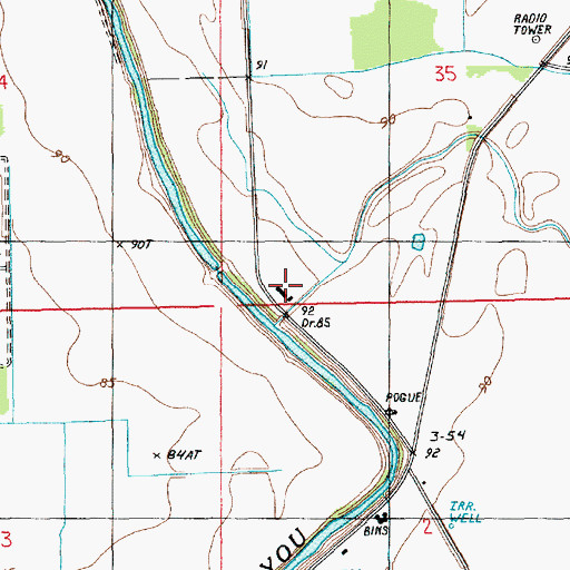 Topographic Map of Adams School, LA