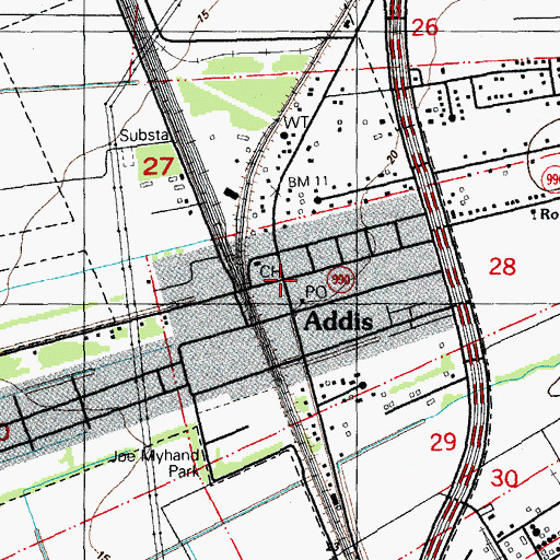 Topographic Map of Addis, LA