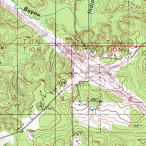 Topographic Map of Ajax Church, LA